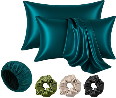 ARMOXA Satin Pillows Cover(45 cm*72 cm, Pack of 2, Dark Blue)