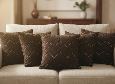 vjk fab Velvet Cushions Cover(40 cm*40 cm, Pack of 5, Brown)