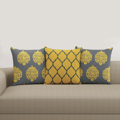 Trance Home Linen Cotton Cushions & Pillows Cover(30 cm*30 cm, Pack of 3, Yellow)