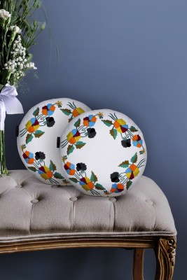 Mezposh Floral Cushions Cover(Pack of 2, 41 cm*41 cm, White, Multicolor)