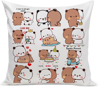 Asha Gifts Bubu Dudu Cushion Love gift for birthday|gift for Wife cushion Cover With Filler AT-6 Printed Cushions & Pillows Cover(30 cm*30 cm, Multicolor)