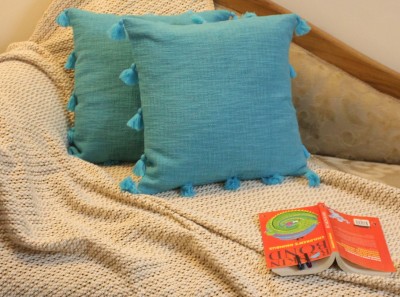 Dekor World Plain Cushions & Pillows Cover(Pack of 2, 60 cm*60 cm, Blue)