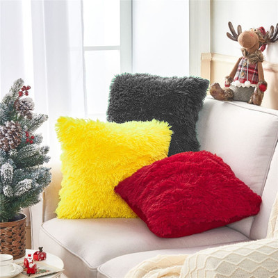 PICKKART Microfibre Abstract Lumbar Pillow Pack of 3(Red)