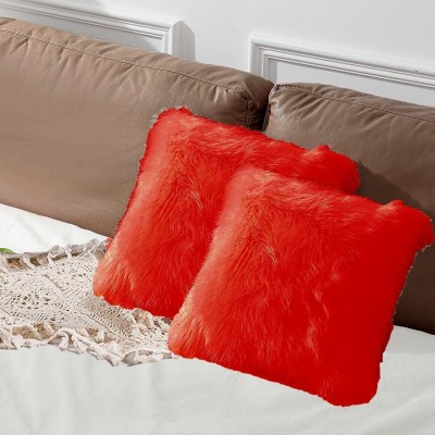 AVS Polyester Cushions & Pillows Cover(Pack of 2, 38 cm*38 cm, Red)