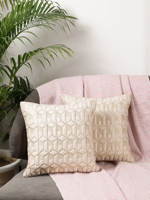 MONKDECOR Velvet Cushions Cover(40 cm*40 cm, Pack of 2, Cream)