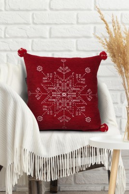 Mezposh Abstract Cushions Cover(41 cm*41 cm, Red, Cream)