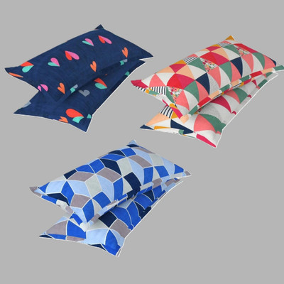 AKKIRT Cotton Pillows Cover(46 cm*69 cm, Pack of 6, Dark Blue, Multicolor, Light Blue)