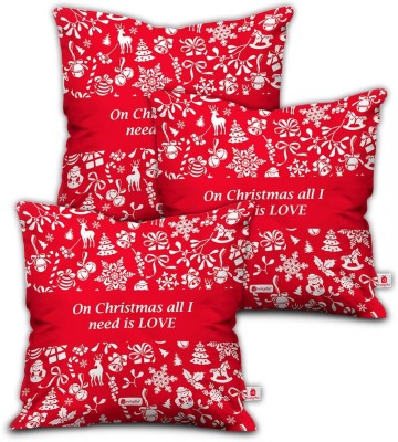 Indigifts Printed Cushions Cover(Pack of 3, 45 cm*45 cm, Red)