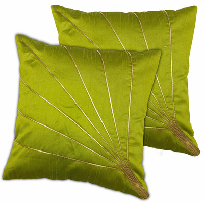 VELORA Silk Cushions & Pillows Cover(40 cm*40 cm, Pack of 2, Green)