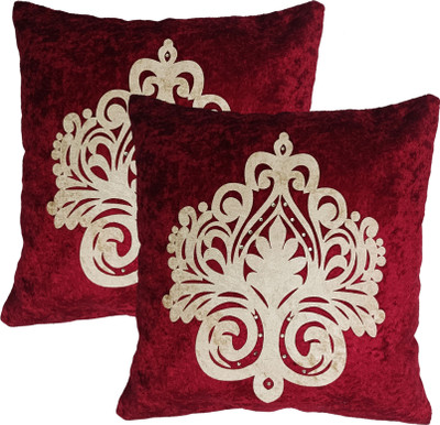 NOOR SHINE Velvet Cushions & Pillows Cover(40 cm*40 cm, Pack of 5, Red)