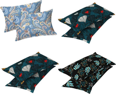 AKKIRT Cotton Pillows Cover(43 cm*69 cm, Pack of 8, Dark Blue, Black, Blue)