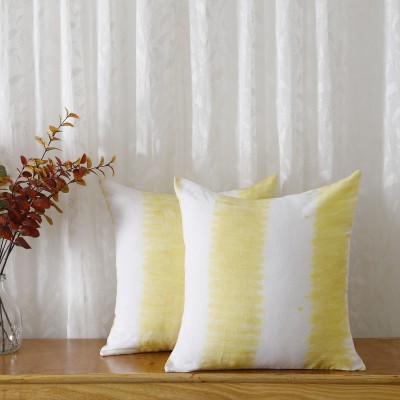 RATAN CART Linen Cushions Cover(Pack of 2, 45 cm*45 cm, Yellow)