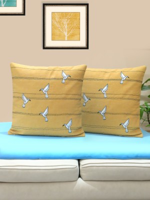 Mid July Velvet Cushions & Pillows Cover(Pack of 2, 42 cm*42 cm, Yellow)