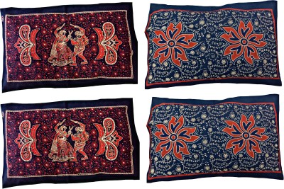 Malani Print Printed Pillows Cover(Pack of 4, 40 cm*60 cm, Blue)
