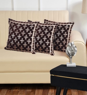 Freshfromloom Velvet Cushions & Pillows Cover(Pack of 3, 40 cm*40 cm, Brown)