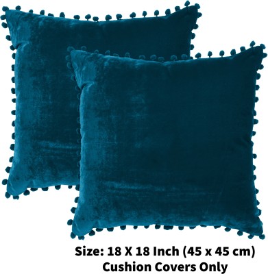 Sugarchic Plain Cushions Cover(Pack of 2, 45 cm*45 cm, Blue)