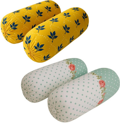 MSKtrend Cotton Bolsters Cover(81.28 cm*40.64 cm, Pack of 4, Yellow, White, Green)