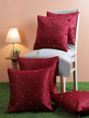 Dheer Creations Polyester Cushions Cover(Pack of 5, 16 cm*16 cm, Red)