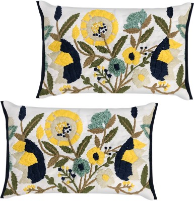 shades of life Cotton Cushions Cover(Pack of 2, 60.96 cm*30.48 cm, White)