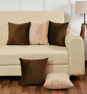 Belgium Furnishings Plain Cushions Cover(Pack of 5, 40 cm*40 cm, Brown, Beige, White)
