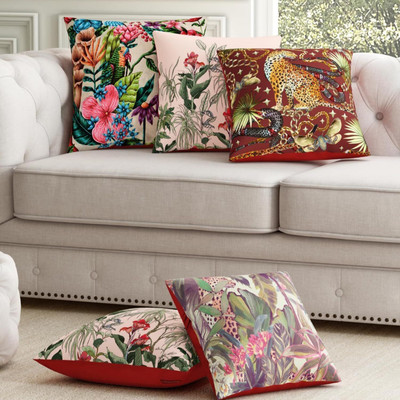 SEJ BY NISHA GUPTA Polyester Cushions Cover(Pack of 5, 40 cm*40 cm, Multicolor)