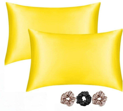 Wesofy Satin Pillows Cover(28 cm*18 cm, Pack of 2, Yellow)
