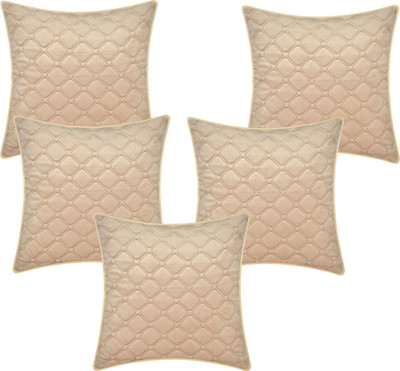 VHC Velvet Cushions Cover(40 cm*40 cm, Pack of 5, Beige)