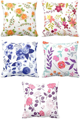 TheYaYaCafe Cotton Cushions Cover(40 cm*40 cm, Pack of 5, Multicolor)