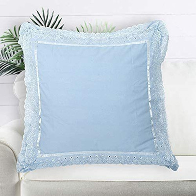 VHC Cotton Cushions Cover(40.64 cm*40.64 cm, Pack of 5, Light Blue)
