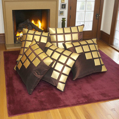 Zikrak Satin Cushions & Pillows Cover(Pack of 5, 60 cm*60 cm, Brown)