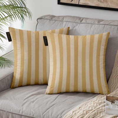 Lushomes Striped Cushions Cover(Pack of 2, 60 cm*60 cm, Beige)