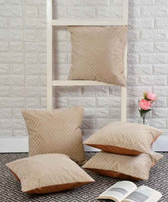 Gangawani trading Velvet Cushions Cover(Pack of 5, 40.64 cm*40.64 cm, Beige)