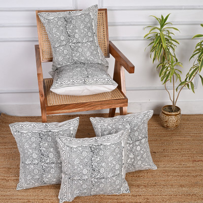 Ethansha Cotton Cushions Cover(40 cm*40 cm, Pack of 5, Grey)