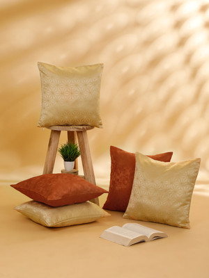ROSARA HOME Polyester Cushions Cover(40 cm*40 cm, Pack of 5, Beige)