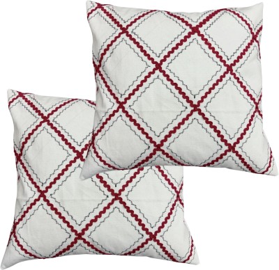 Ashgobs Canvas Cushions Cover(Pack of 2, 40 cm*40 cm, White)