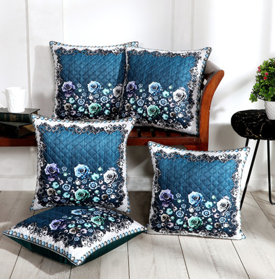 Crafteal Rexin Cushions Cover(40 cm*40 cm, Pack of 5, Brown, Black)