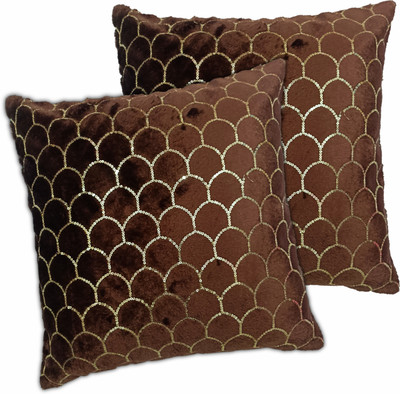 Decorline Velvet Cushions & Pillows Cover(Pack of 2, 40 cm*40 cm, Brown)