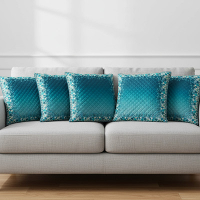 VICTORY WEAVES Polycotton Cushions Cover(40 cm*40 cm, Pack of 5, Green)