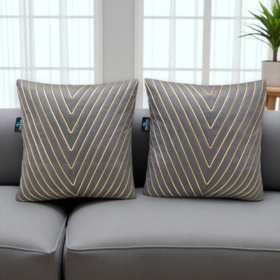 Zikrak Velvet Cushions & Pillows Cover(40 cm*40 cm, Pack of 2, Grey)