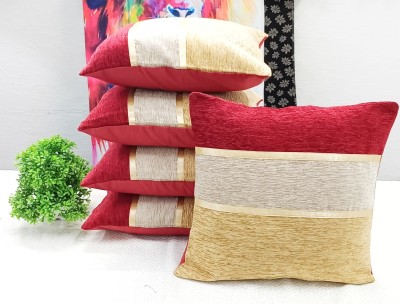 Real Desi Chenille Cushions Cover(Pack of 5, 40 cm*40 cm, Red)