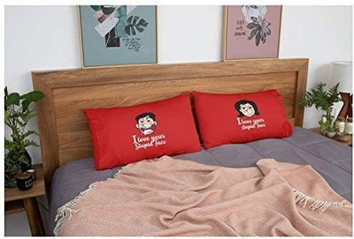 TheYaYaCafe Velvet Pillows Cover(44 cm*69 cm, Pack of 2, Red)