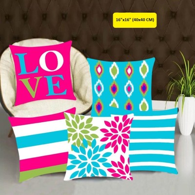 EXOTICE Jute Cushions Cover(Pack of 5, 40 cm*40 cm, Blue, Pink)