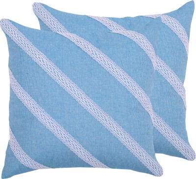 Oussum Cotton Cushions Cover(Pack of 2, 45 cm*45 cm, Blue)