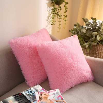 AVS Plain Cushions & Pillows Cover(Pack of 2, 38 cm*38 cm, Pink)