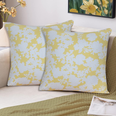 Home Colors Cotton Cushions Cover(45 cm*45 cm, Pack of 2, Yellow)