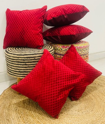 OMOVERSEAS Geometric Cushions & Pillows Cover(Pack of 5, 40 cm*40 cm, Maroon)