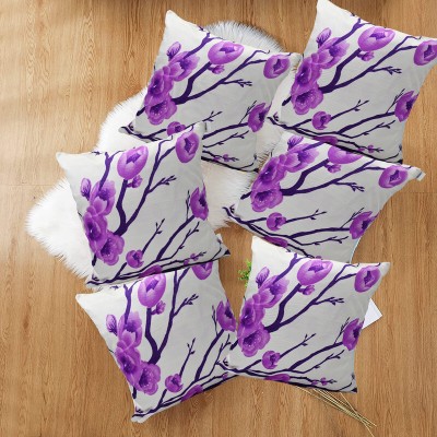 Hims Floral Cushions Cover(Pack of 6, 50 cm*50 cm, Purple)