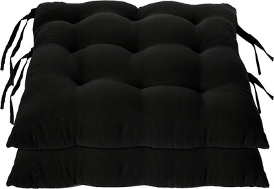 Soo Jaoo Chair Pad Cotton Solid Chair Pad Pack of 1(Black)