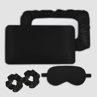 Avirons Silk Pillows Cover(46 cm*72 cm, Pack of 2, Black)