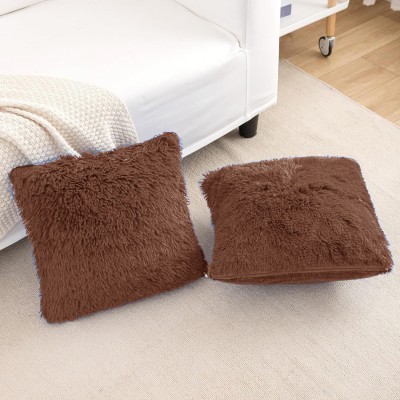 PICKKART Plain Cushions Cover(Pack of 2, 40 cm*40 cm, Brown)